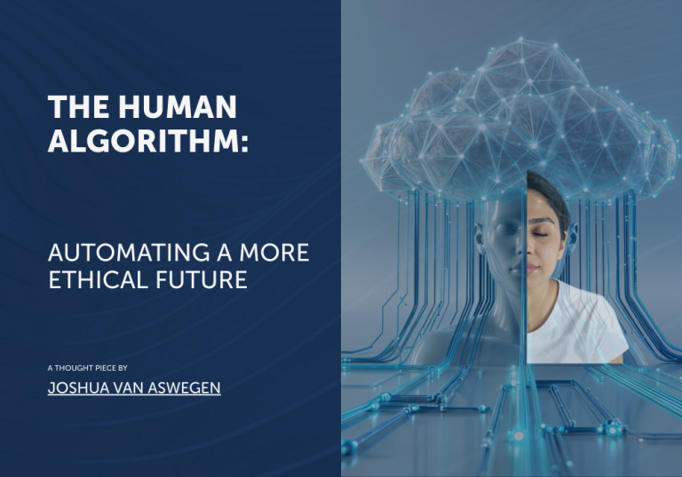 The image blends a human and an AI model beneath a digital brain network, representing the convergence of human insight and machine intelligence in modern automation technologies. This is the cover image including title and author name.